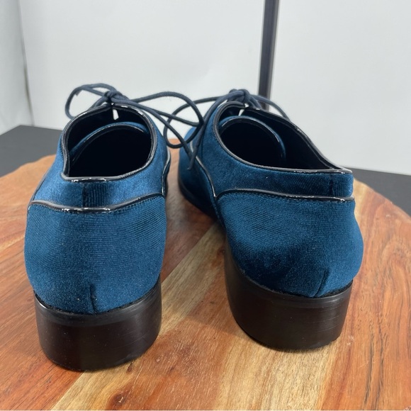 Chelsea Crew Taxi Blue Oxfords Loafers Velvet Size 38 7-7.5 lace up - Picture 4 of 6